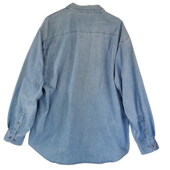 Wright Brothers Chambray Shirt Men's 2XL Long Sleeve Button Front Embroidered - Picture 5 of 11